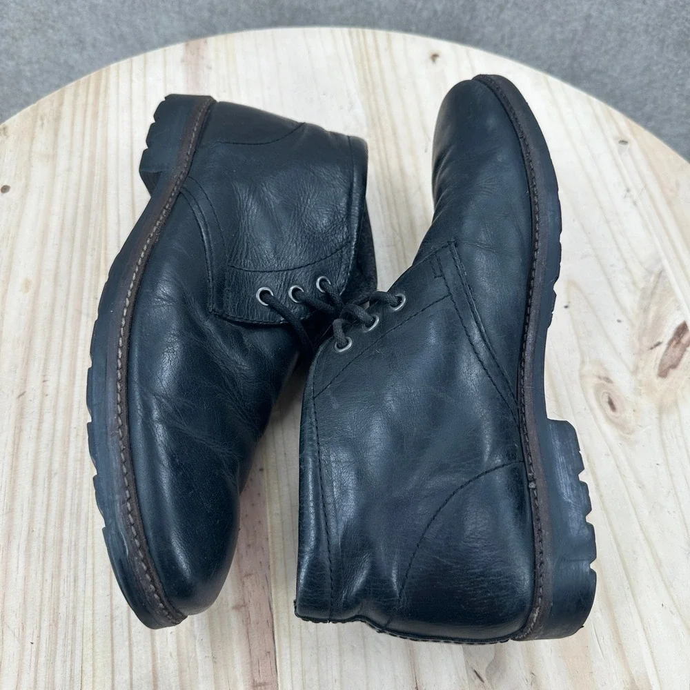 Leather Chukka Boots Mens Black Leather Lace Up Ankle Lug Sole